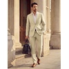 image:imagePJ PAUL JONES Mens Slim Fit Suit 2 Piece Casual Suit Set Blazer Pants Set  Two Button Suits Texture Fabric Machine Wash Slim Fit Casual Blazer and Pants Set Suit Set Men Dress Party Prom WeddingApricot