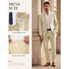 image:imagePJ PAUL JONES Mens Slim Fit Suit 2 Piece Casual Suit Set Blazer Pants Set  Two Button Suits Texture Fabric Machine Wash Slim Fit Casual Blazer and Pants Set Suit Set Men Dress Party Prom WeddingApricot