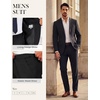 image:imagePJ PAUL JONES Mens Slim Fit Suit 2 Piece Casual Suit Set Blazer Pants Set  Two Button Suits Texture Fabric Machine Wash Slim Fit Casual Blazer and Pants Set Suit Set Men Dress Party Prom WeddingBlack