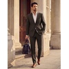 image:imagePJ PAUL JONES Mens Slim Fit Suit 2 Piece Casual Suit Set Blazer Pants Set  Two Button Suits Texture Fabric Machine Wash Slim Fit Casual Blazer and Pants Set Suit Set Men Dress Party Prom WeddingDark Brown