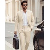 image:imagePJ PAUL JONES Mens Suit 2 Piece Classic Fit Suit Set Business Dress Tuxedo  Two Button Soft Stretch Fabric Adjustable Waist Belt Blazer Jacket Pant Set Suit for Wedding Prom Party Machine WashableApricot