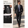 image:imagePJ PAUL JONES Mens Suit 2 Piece Classic Fit Suit Set Business Dress Tuxedo  Two Button Soft Stretch Fabric Adjustable Waist Belt Blazer Jacket Pant Set Suit for Wedding Prom Party Machine WashableBlack