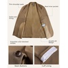 image:imagePJ PAUL JONES Mens Suit 2 Piece Classic Fit Suit Set Business Dress Tuxedo  Two Button Soft Stretch Fabric Adjustable Waist Belt Blazer Jacket Pant Set Suit for Wedding Prom Party Machine WashableKhaki