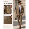 image:imagePJ PAUL JONES Mens Suit 2 Piece Classic Fit Suit Set Business Dress Tuxedo  Two Button Soft Stretch Fabric Adjustable Waist Belt Blazer Jacket Pant Set Suit for Wedding Prom Party Machine WashableKhaki