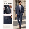 image:imagePJ PAUL JONES Mens Suit 2 Piece Classic Fit Suit Set Business Dress Tuxedo  Two Button Soft Stretch Fabric Adjustable Waist Belt Blazer Jacket Pant Set Suit for Wedding Prom Party Machine WashableNavy Blue