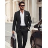 image:imagePJ PAUL JONES Mens Suit 2 Piece Classic Fit Suit Set Business Dress Tuxedo  Two Button Soft Stretch Fabric Adjustable Waist Belt Blazer Jacket Pant Set Suit for Wedding Prom Party Machine WashableBlack