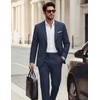 image:imagePJ PAUL JONES Mens Suit 2 Piece Classic Fit Suit Set Business Dress Tuxedo  Two Button Soft Stretch Fabric Adjustable Waist Belt Blazer Jacket Pant Set Suit for Wedding Prom Party Machine WashableNavy Blue