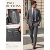 image:imagePJ PAUL JONES Mens Suit 2 Piece Classic Fit Suit Set Business Dress Tuxedo  Two Button Soft Stretch Fabric Adjustable Waist Belt Blazer Jacket Pant Set Suit for Wedding Prom Party Machine WashableDark Gray