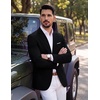 image:imagePJ PAUL JONES Mens Suit Jacket Business Casual Blazer Slim Fit Sport Coats  Stretchy Skinfriendly Durable fabric Suit Jacket with pocket Two button blazer jacket for work party wedding dinnerBlack