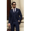 image:imagePJ PAUL JONES Suits for Men 3 Piece Slim Fit Suit Set Dress Business Tuxedo  Soft durable fabric Stretchy Adjustable waist belt Machine washable One button blazer vest pant suit for wedding promNavy Blue