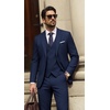 image:imagePJ PAUL JONES Suits for Men 3 Piece Slim Fit Suit Set Dress Business Tuxedo  Soft durable fabric Stretchy Adjustable waist belt Machine washable One button blazer vest pant suit for wedding promDark Blue