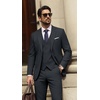 image:imagePJ PAUL JONES Suits for Men 3 Piece Slim Fit Suit Set Dress Business Tuxedo  Soft durable fabric Stretchy Adjustable waist belt Machine washable One button blazer vest pant suit for wedding promDark Gray