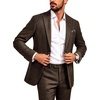 image:imagePJ PAUL JONES Mens 2 Piece Suits Wool Blend Tweed Herringbone Suit Set  Vintage Casual Suits for Men Peak Lapel Blazer Pants Set Sport Coat with Pocket Square Mens Suits for Wedding Prom WorkBrown