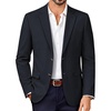 image:imagePJ PAUL JONES Mens Blazer Wool Blend Lightwieght Business Sport Coat Jacket  Herringbone Slim Fit Two Button Casual Dress Sport Jacket Machine Washable Notched Lapel Travel Wedding PartyNavy Blue