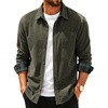 image:imagePJ PAUL JONES Mens Corduroy Shirt Long Sleeve Button Down Untucked Shirts  100 Cotton Casual Button Up Shirt Wrinkle Free Lightweight Overshirt Fall Shacket Jacket Plaid Collar Chest PocketGray Green