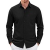 image:imagePJ PAUL JONES Mens Dress Shirts Casual Button Down Untucked Shirts for Men  Long Sleeve Wrinkle Free Business Casual Lightweight Suitable for officeworktravel Similar to Oxford clothBlack