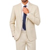 image:imagePJ PAUL JONES Mens Suit 2 Piece Classic Fit Suit Set Business Dress Tuxedo  Two Button Soft Stretch Fabric Adjustable Waist Belt Blazer Jacket Pant Set Suit for Wedding Prom Party Machine WashableApricot