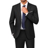 image:imagePJ PAUL JONES Mens Suit 2 Piece Classic Fit Suit Set Business Dress Tuxedo  Two Button Soft Stretch Fabric Adjustable Waist Belt Blazer Jacket Pant Set Suit for Wedding Prom Party Machine WashableBlack