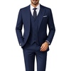 image:imagePJ PAUL JONES Suits for Men 3 Piece Slim Fit Suit Set Dress Business Tuxedo  Soft durable fabric Stretchy Adjustable waist belt Machine washable One button blazer vest pant suit for wedding promDark Blue