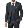 image:imagePJ PAUL JONES Suits for Men 3 Piece Slim Fit Suit Set Dress Business Tuxedo  Soft durable fabric Stretchy Adjustable waist belt Machine washable One button blazer vest pant suit for wedding promDark Gray