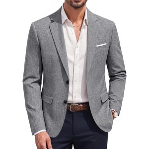image:imagePJ PAUL JONES Mens Blazer Casual Lightweight Texture Sport Coat Jacket  Lightweight Blazer Texture Fabric Machine Washable Two Button Anti Wrinkle Thin Shoulder Padder Casual BusinessFlower Gray