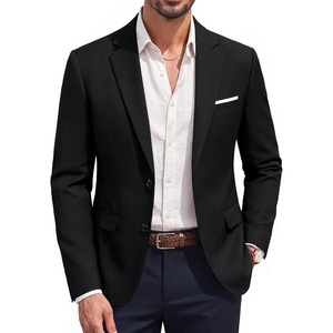 image:imagePJ PAUL JONES Mens Blazer Casual Lightweight Texture Sport Coat Jacket  Lightweight Blazer Texture Fabric Machine Washable Two Button Anti Wrinkle Thin Shoulder Padder Casual BusinessBlack