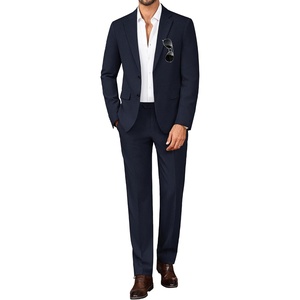 image:imagePJ PAUL JONES Mens Slim Fit Suit 2 Piece Casual Suit Set Blazer Pants Set  Two Button Suits Texture Fabric Machine Wash Slim Fit Casual Blazer and Pants Set Suit Set Men Dress Party Prom WeddingBlue
