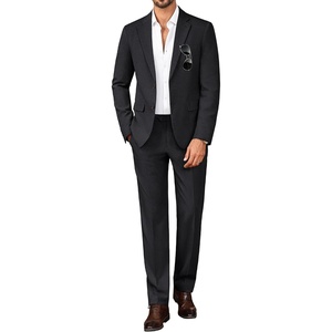 image:imagePJ PAUL JONES Mens Slim Fit Suit 2 Piece Casual Suit Set Blazer Pants Set  Two Button Suits Texture Fabric Machine Wash Slim Fit Casual Blazer and Pants Set Suit Set Men Dress Party Prom WeddingBlack