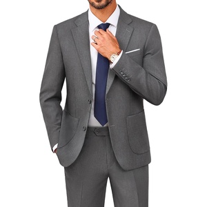 image:imagePJ PAUL JONES Mens Suit 2 Piece Classic Fit Suit Set Business Dress Tuxedo  Two Button Soft Stretch Fabric Adjustable Waist Belt Blazer Jacket Pant Set Suit for Wedding Prom Party Machine WashableDark Gray