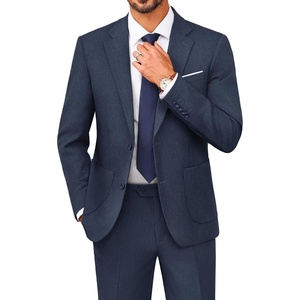 image:imagePJ PAUL JONES Mens Suit 2 Piece Classic Fit Suit Set Business Dress Tuxedo  Two Button Soft Stretch Fabric Adjustable Waist Belt Blazer Jacket Pant Set Suit for Wedding Prom Party Machine WashableNavy Blue