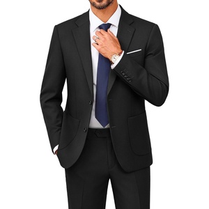 image:imagePJ PAUL JONES Mens Suit 2 Piece Classic Fit Suit Set Business Dress Tuxedo  Two Button Soft Stretch Fabric Adjustable Waist Belt Blazer Jacket Pant Set Suit for Wedding Prom Party Machine WashableBlack