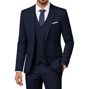 image:imagePJ PAUL JONES Suits for Men 3 Piece Slim Fit Suit Set Dress Business Tuxedo  Soft durable fabric Stretchy Adjustable waist belt Machine washable One button blazer vest pant suit for wedding promNavy Blue