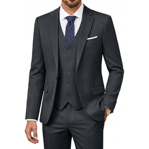 image:imagePJ PAUL JONES Suits for Men 3 Piece Slim Fit Suit Set Dress Business Tuxedo  Soft durable fabric Stretchy Adjustable waist belt Machine washable One button blazer vest pant suit for wedding promDark Gray