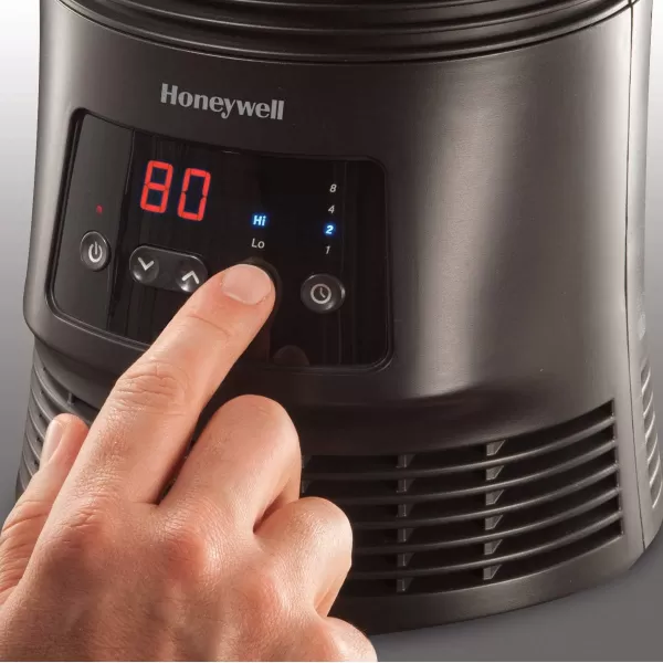 Honeywell 360 Degree Surround Fan Forced Heater for Home, Bedroom, or Office. Energy Efficient Portable Heater with Adjustable Thermostat, 2 Heat Settings - Black, HHF370B