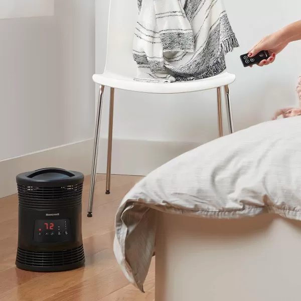 Honeywell 360 Degree Surround Fan Forced Heater for Home, Bedroom, or Office. Energy Efficient Portable Heater with Adjustable Thermostat, 2 Heat Settings - Black, HHF370B