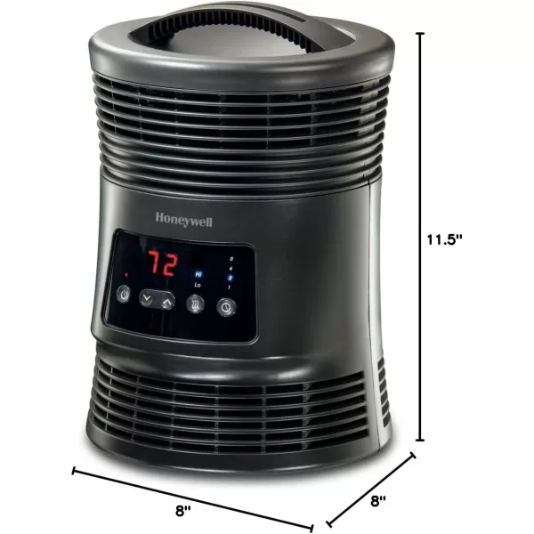 Honeywell 360 Degree Surround Fan Forced Heater for Home, Bedroom, or Office. Energy Efficient Portable Heater with Adjustable Thermostat, 2 Heat Settings - Black, HHF370B