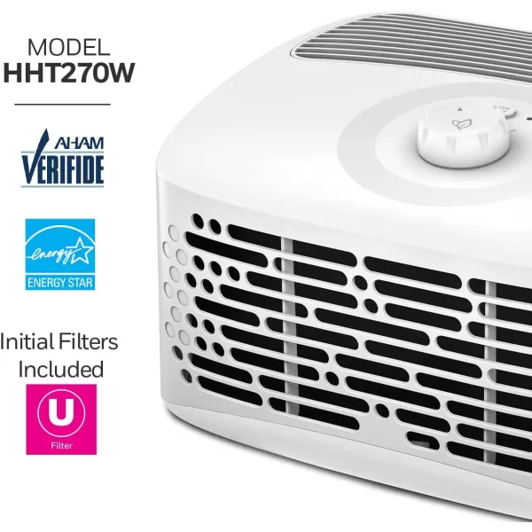 Honeywell Air Purifiers for Home Bedroom, Living Room, Kitchen &amp; Dorm Room , Dual Action Air Filter Helps Capture Dust, Pollen, Pet Dander &amp; Smoke, HHT270, Tabletop, White