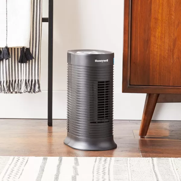 Honeywell AllergenPlus HEPA Tower Air Purifier, Airborne Allergen Reducer for Small Rooms , Black - Wildlfire/Smoke, Pollen, Pet Dander, and Dust Air Purifier, HPA060
