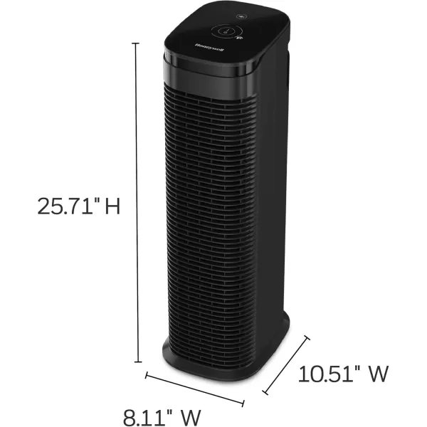Honeywell AllergenPlus Series Compact HEPA Air Purifier Tower, Allergen Reducer for Large Rooms , Black - Wildfire/Smoke, Pollen, Pollen, Pet Dander &amp; Dust Air Purifier, HPA175