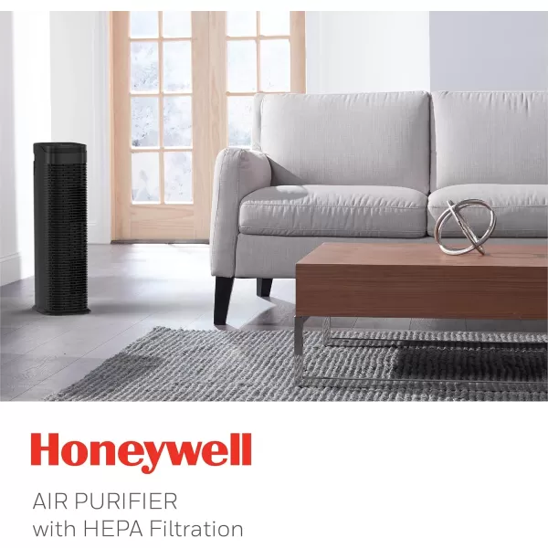 Honeywell AllergenPlus Series Compact HEPA Air Purifier Tower, Allergen Reducer for Large Rooms , Black - Wildfire/Smoke, Pollen, Pollen, Pet Dander &amp; Dust Air Purifier, HPA175