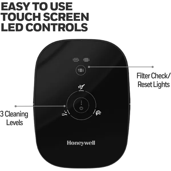 Honeywell AllergenPlus Series Compact HEPA Air Purifier Tower, Allergen Reducer for Large Rooms , Black - Wildfire/Smoke, Pollen, Pollen, Pet Dander &amp; Dust Air Purifier, HPA175