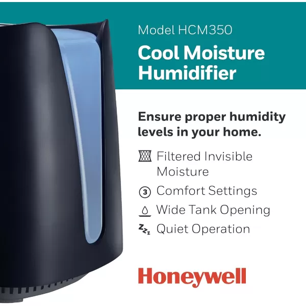 Honeywell Cool Moisture Humidifier, Medium Room, 1.1 Gallon Tank, Black – Invisible Moisture Humidifier for Baby, Kids, Adult Bedrooms – Quiet and Easy to Clean with UV Technology for Everyday Comfort