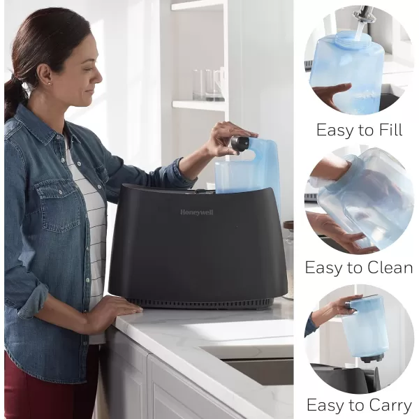 Honeywell Cool Moisture Humidifier, Medium Room, 1.1 Gallon Tank, Black – Invisible Moisture Humidifier for Baby, Kids, Adult Bedrooms – Quiet and Easy to Clean with UV Technology for Everyday Comfort