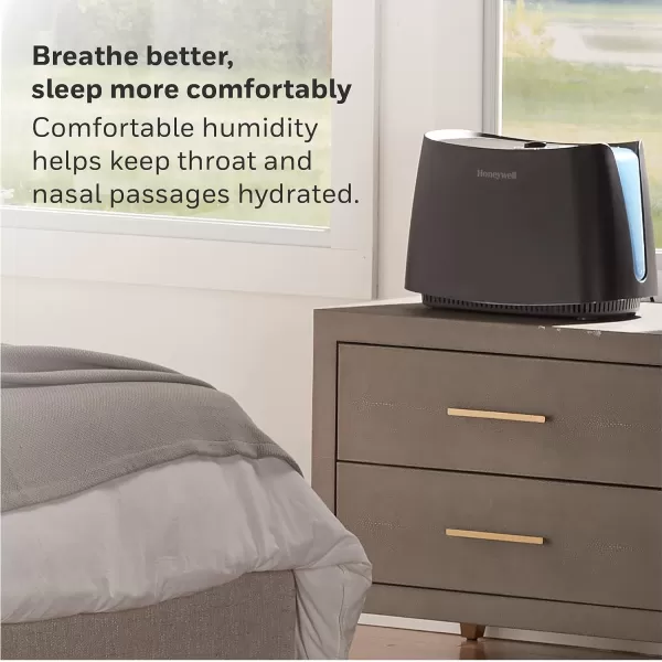 Honeywell Cool Moisture Humidifier, Medium Room, 1.1 Gallon Tank, Black – Invisible Moisture Humidifier for Baby, Kids, Adult Bedrooms – Quiet and Easy to Clean with UV Technology for Everyday Comfort
