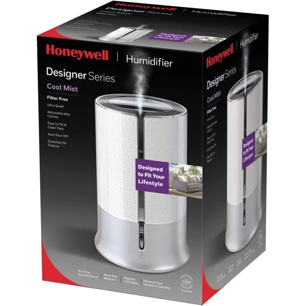 Honeywell Designer Series Cool Mist Humidifier for Medium Room, Bedroom, Kids Room, or Nursery. Ultra-quiet, Auto Shut Off, Easy to Fill and Clean - White, HUL430W