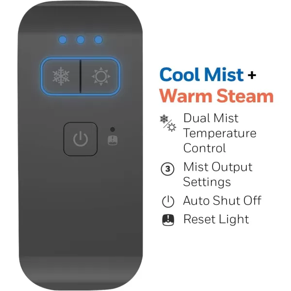 Honeywell Dual Comfort Cool + Warm Mist humidifier. Humidifier for bedroom, office, living room and home. Provides temporary relief from dry air discomforts - Black, HWC775B
