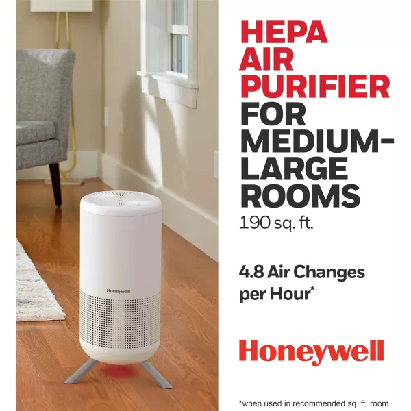 Honeywell HEPA Air Purifier Tower, Medium Rooms, Bedrooms, Home , White – Features Intelligent Auto Mode and UltraQuiet Technology - Reduces Airborne Allergens, Smoke, Pollen, HPA830W