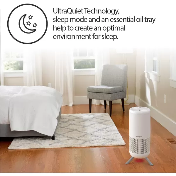 Honeywell HEPA Air Purifier Tower, Medium Rooms, Bedrooms, Home , White – Features Intelligent Auto Mode and UltraQuiet Technology - Reduces Airborne Allergens, Smoke, Pollen, HPA830W