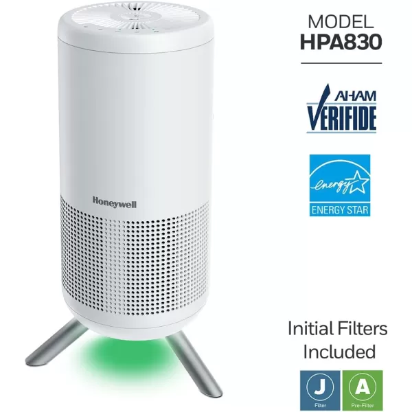 Honeywell HEPA Air Purifier Tower, Medium Rooms, Bedrooms, Home , White – Features Intelligent Auto Mode and UltraQuiet Technology - Reduces Airborne Allergens, Smoke, Pollen, HPA830W