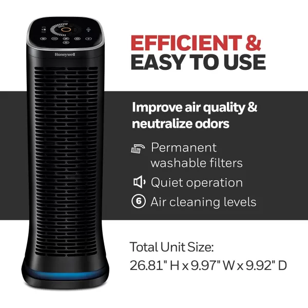 Honeywell HFD360 Air Genius 6 Air Purifier with Bluetooth, Permanent, Washable Filter, Large Rooms , Black